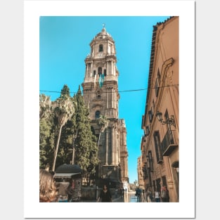 Malaga Church Tower and Palms Posters and Art